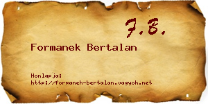 Formanek Bertalan névjegykártya