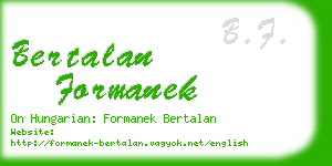 bertalan formanek business card